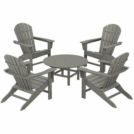 POLYWOOD South Beach 5-Piece Slate Grey Patio Set with 4 Adirondack Chairs 633PWS1051GY